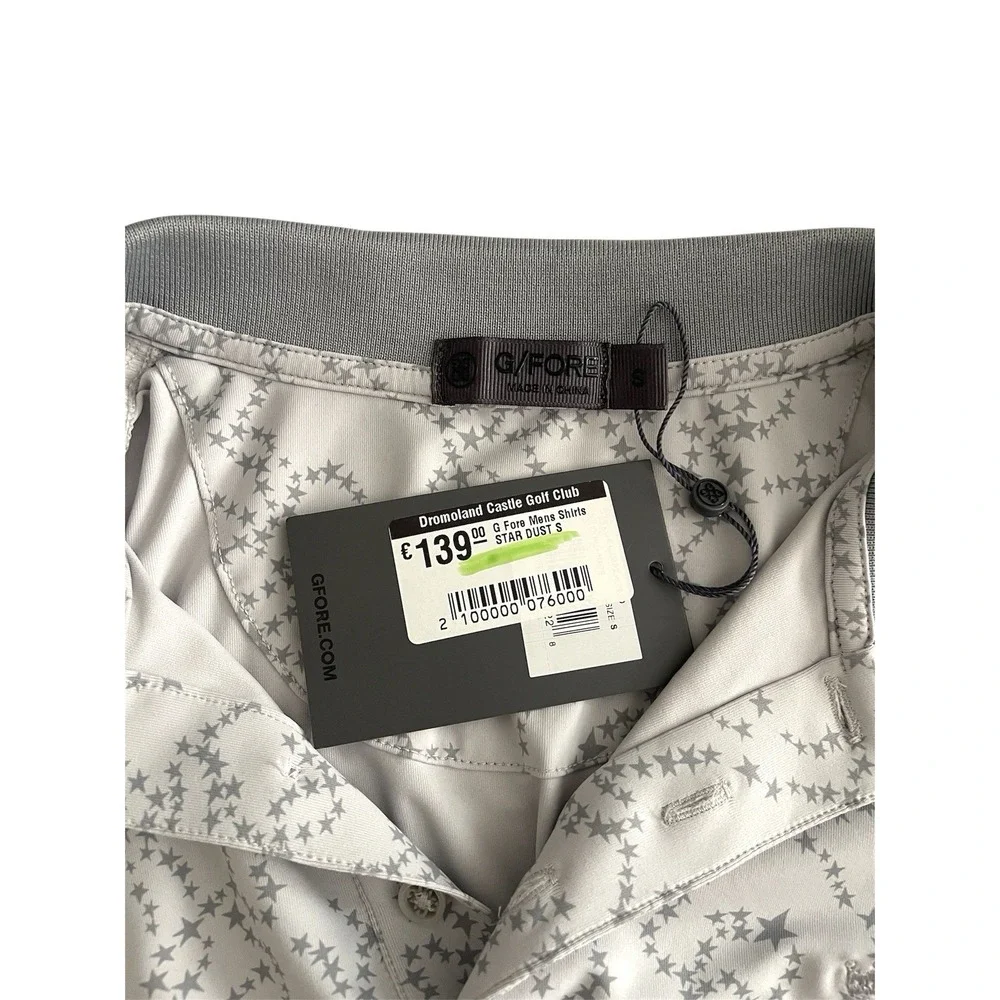 NWT G/Fore Mens Gray Star Dust Tech Jersey Golf Polo Shirt Banded Sleeve SMALL - Picture 4 of 8